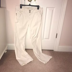 White bootleg pants